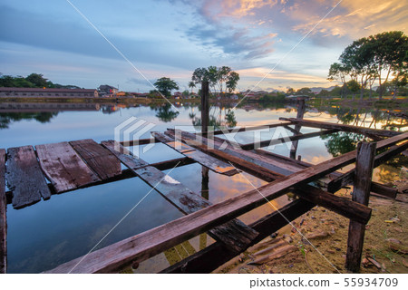 Beautiful sunset at Kampung Temiang at Ipoh, 55934709