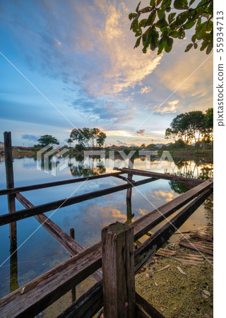 Beautiful sunset at Kampung Temiang at Ipoh, 55934713