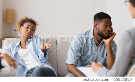 Indifferent Afro Wife Telling Sexologist About Her Husband's Sexual Problems 55935890