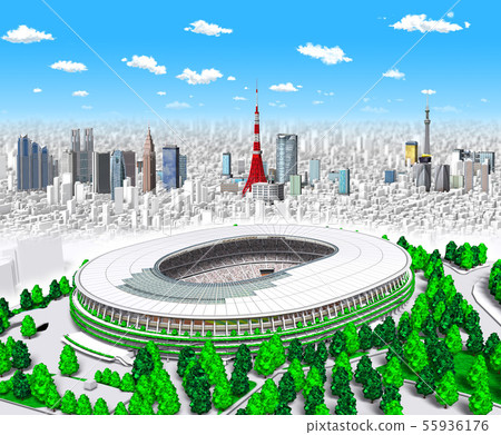 新國家體育場+東京新屋頂雲 新國家體育場+東京新屋頂雲 55936176