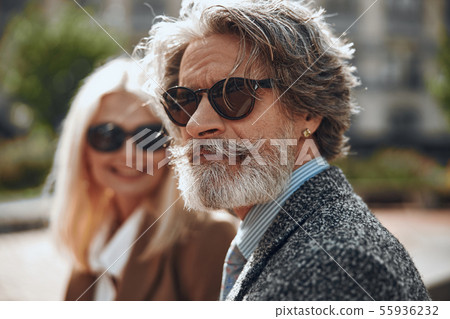 Attractive mature bearded man outdoors stock photo Attractive mature bearded man outdoors stock photo 55936232