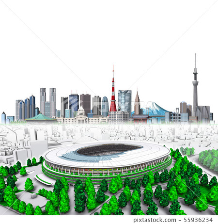 新國家體育場+東京新22白色背景 55936234