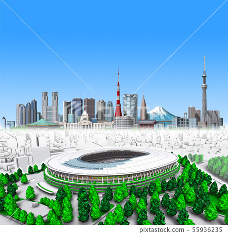 新國家體育場+東京新22藍天 新國家體育場+東京新22藍天 55936235