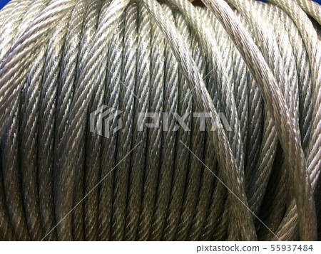 Closeup of heavy duty new steel cable. steel wire or steel sling.Texture and background Closeup of heavy duty new steel cable. steel wire or steel sling.Texture and background 55937484