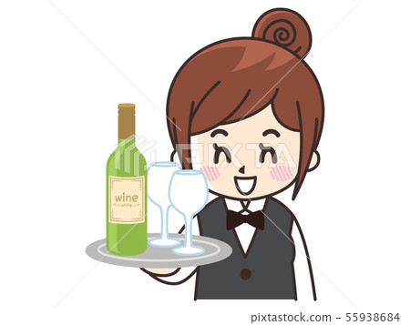 女服務員和白葡萄酒 55938684