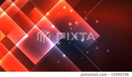 Neon glowing techno square rectangle lines, blue hi-tech futuristic abstract background Neon glowing techno square rectangle lines, blue hi-tech futuristic abstract background 55940796
