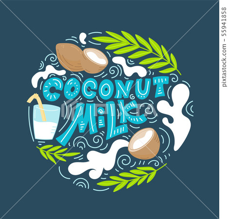 Coconut milk hand drawn lettering 55941858