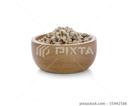 Job's tears or Coix lacryma-jobi in a wooden bowl 55942586