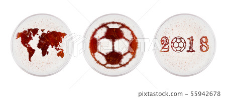 Glasses of red ale beer with world football shape Glasses of red ale beer with world football shape 55942678
