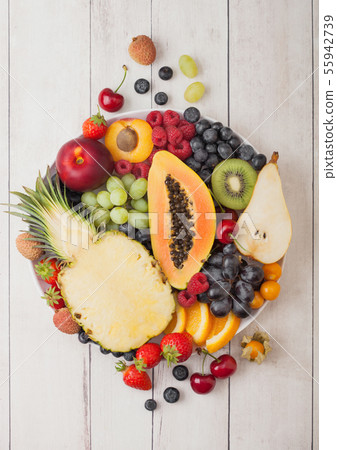 Fresh raw organic summer berries and exotic fruits 55942739