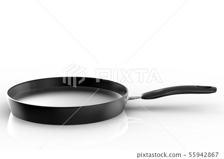 empty pan on white background empty pan on white background 55942867