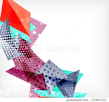 Modern origami card. Modern origami design element. Color geometric pattern. Abstract low-poly 55943135