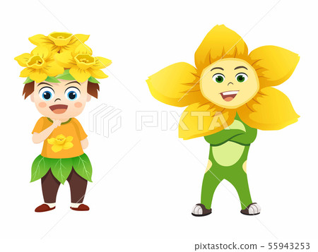Daffodil flower character design so cute. 55943253