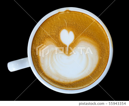 Heart-shaped coffee on a black background Heart-shaped coffee on a black background 55943354