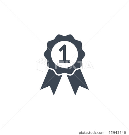 Badge with Ribbons related vector glyph icon. 55943546