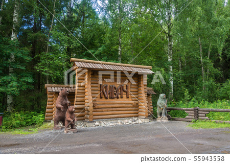 Wooden sculptural ensemble in the Kivach reserve. 55943558