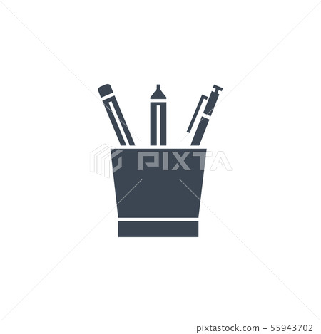 Pencil Stand related vector glyph icon 55943702