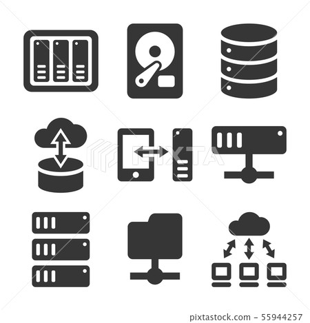 Networking File Share and NAS Server Icons Set. Vector 55944257