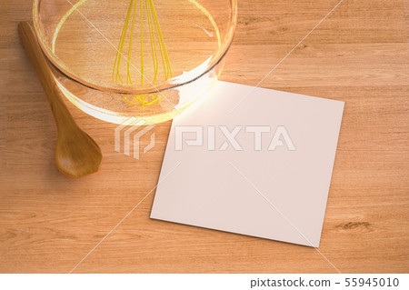 blank paper with wire whisk in a bowl 55945010
