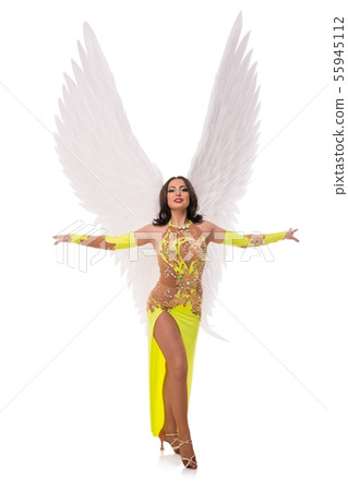 Brunette in gorgeous costume and wings shot Brunette in gorgeous costume and wings shot 55945112