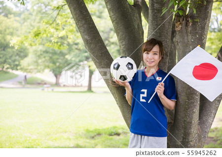 Soccer fan woman Soccer fan woman 55945262