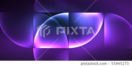 Colorful blue neon shape round triangle in modern style on light background. Dark space, futuristic Colorful blue neon shape round triangle in modern style on light background. Dark space, futuristic 55945273