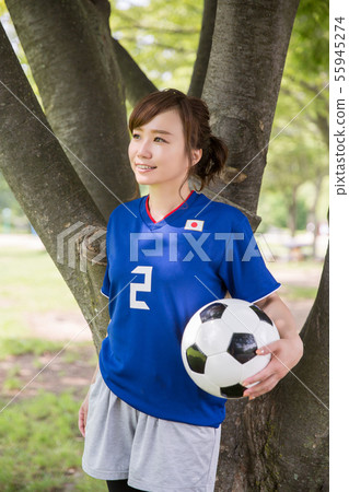 Soccer fan woman Soccer fan woman 55945274