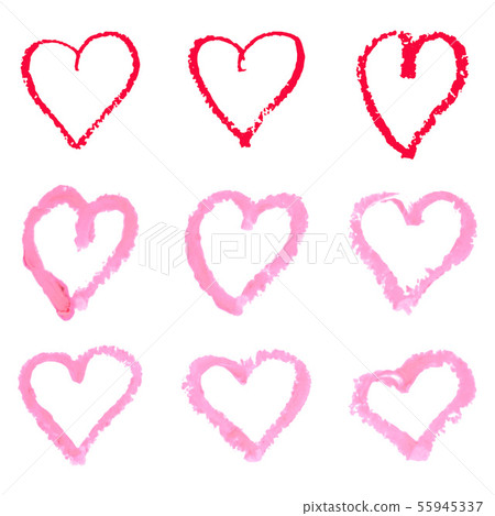 Vector hand-painted ink illustration with hearts. Abstract backg 55945337