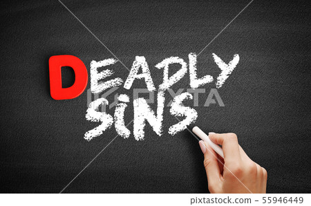 Deadly sins text on blackboard 55946449