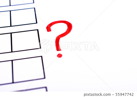 Bulletin and red question mark. 55947742
