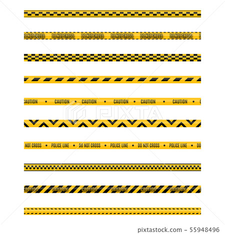 Set of seamless yellow and black warning tapes 55948496