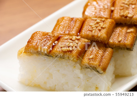 Boiled conger sushi. 55949213