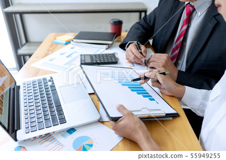 Businessman coaching office staff 55949255