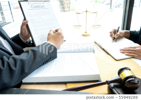 Lawyer or judge gavel with balance work with 55949289