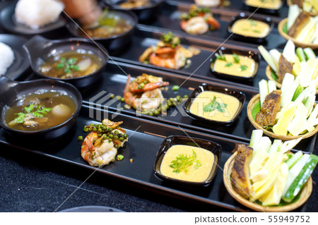 Prepare set for Thai food in dinner individual Prepare set for Thai food in dinner individual 55949752