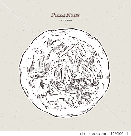 Pizza Nube, Becon and mushroom pizza. Pizza Nube, Becon and mushroom pizza. 55950644