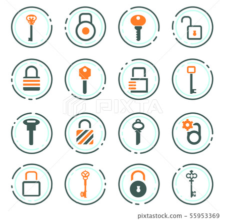 Lock and Key icons set Lock and Key icons set 55953369