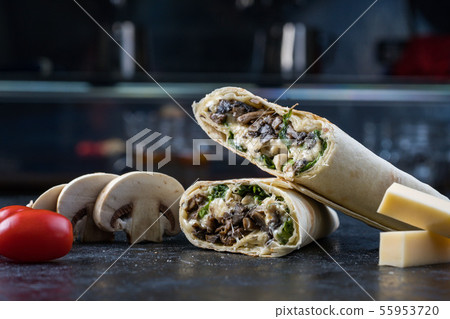 Shawarma sandwich gyroscope fresh roll of lavash Lavash chicken beef Shawarma falafel recipe tin 55953720