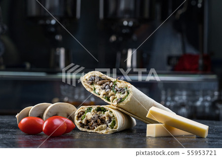 Shawarma sandwich gyroscope fresh roll of lavash Lavash chicken beef Shawarma falafel recipe tin 55953721