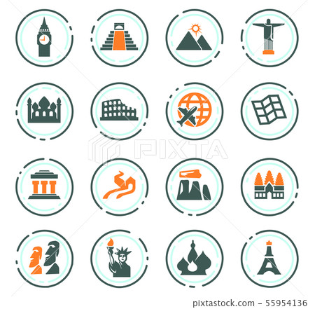 Travel and Wonders icons set 55954136