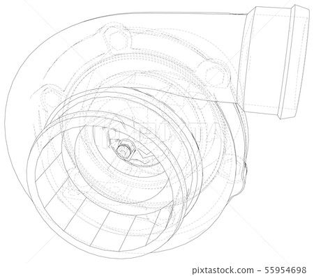 Digital 3d rendering city. Light trails symbolise data travelling in modern city 55954698