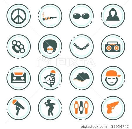 Rap hip hop music icons set Rap hip hop music icons set 55954742