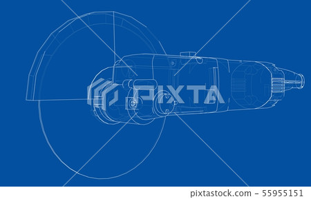 Outline electric angle grinder. Vector 55955151