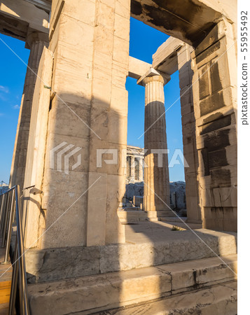 Propylaea gate entrance of Acropolis in Athens Propylaea gate entrance of Acropolis in Athens 55955492