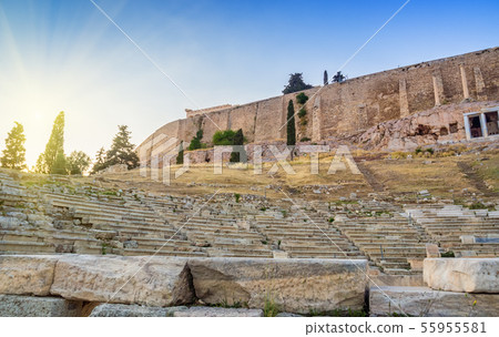 Acropolis walls, hill slopes and Dionysus theater  55955581