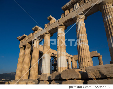 Columns of Parthenon temple on Acropolis 55955609
