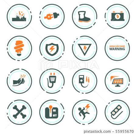 High voltage icons set High voltage icons set 55955670
