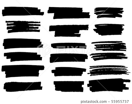 Painted grunge stripes set. Black labels, background, paint tex Painted grunge stripes set. Black labels, background, paint tex 55955737