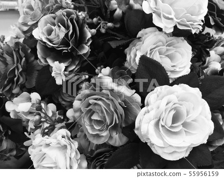 Fake rose flower black and white color for 55956159