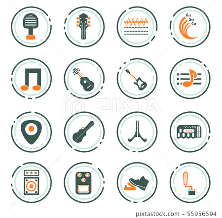Guitar and accessories icons set Guitar and accessories icons set 55956594
